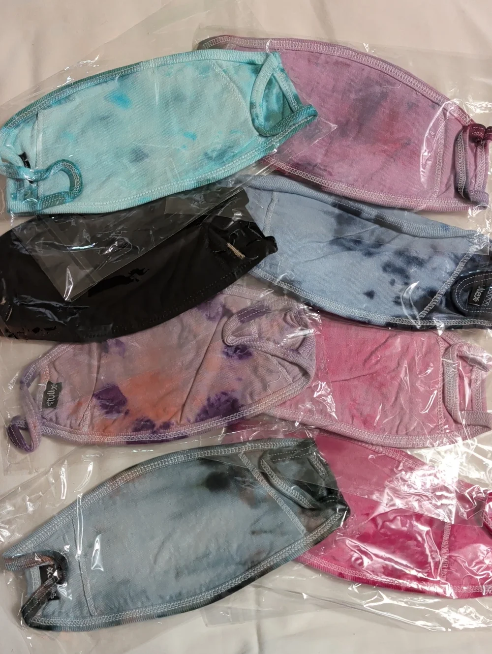 NWOT (012) Tultex Assortment Of 8 Cotton Hand Tie-dyed Face Masks/ Kids & Adults